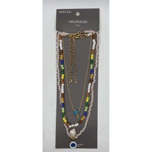 hildie & jo Patchwork 3 Piece necklace set boho multicolored